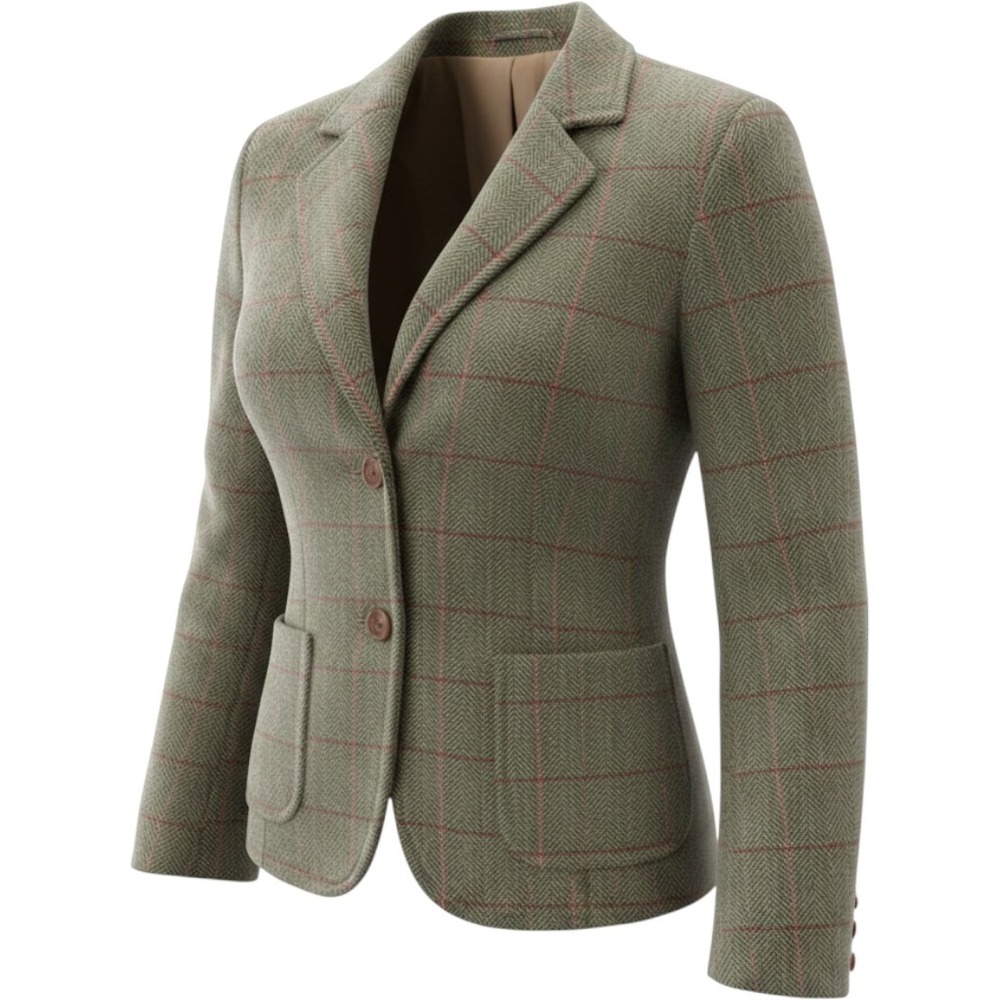 VTG Gap Women Wool Blazer 16 Green Plaid Herringbone Windowpane Tweed Jacket